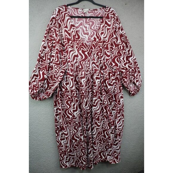 Ava-Viv 3/4 Balloon Sleeve Belted Wrap Dress-Size 3X - Picture 1 of 8